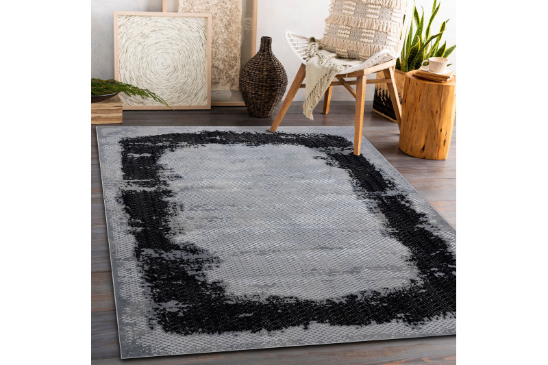 Koberec CORE A004 Ramka - černý / světle šedý