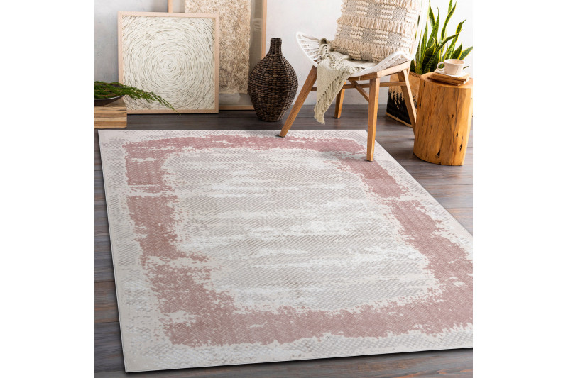 Koberec CORE A004 Ramko - světlý béžový / růžový