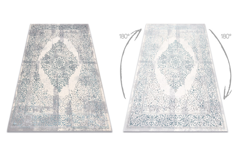 Koberec CORE W7161 Rozeta Vintage - světlomodrý / krém / šedý