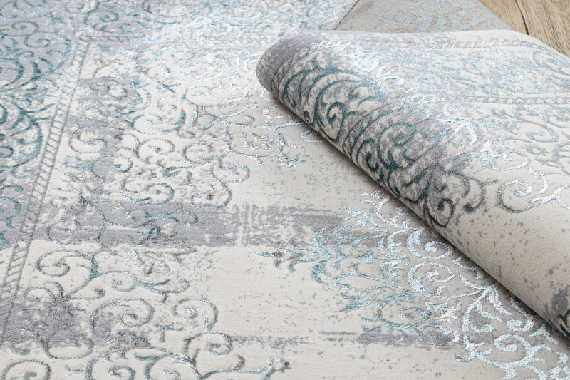 Koberec CORE W7161 Rozeta Vintage - světlomodrý / krém / šedý