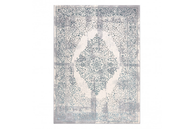 Koberec CORE W7161 Rozeta Vintage - světlomodrý / krém / šedý
