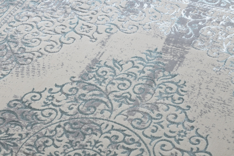 Koberec CORE W7161 Rozeta Vintage - světlomodrý / krém / šedý