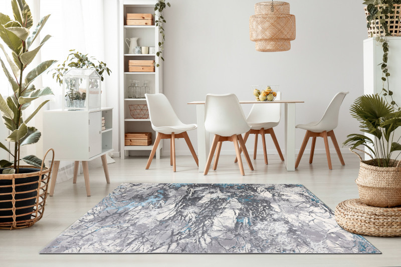 Koberec CORE W9789 Abstrakcia - šedý / modrý