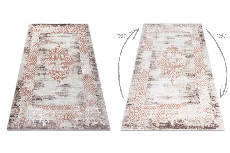 Koberec CORE W9797 Ramka, Rozeta - béžový / růžový