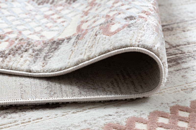 Koberec CORE W9797 Ramka, Rozeta - béžový / růžový