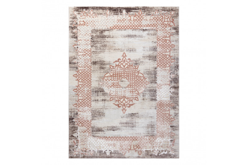 Koberec CORE W9797 Ramka, Rozeta - béžový / růžový