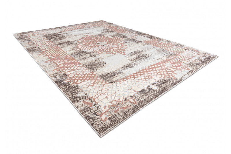 Koberec CORE W9797 Ramka, Rozeta - béžový / růžový