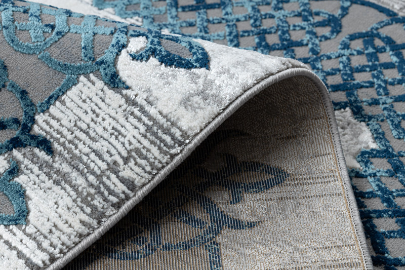 Koberec CORE W9797 Ramka, Rozeta - modrý / šedý