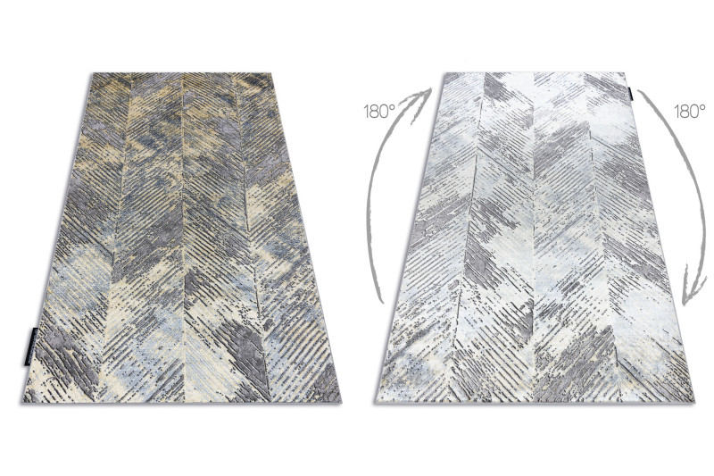 Koberec DE LUXE 2087 Jodelka Chevron vintage - zlatý / šedý