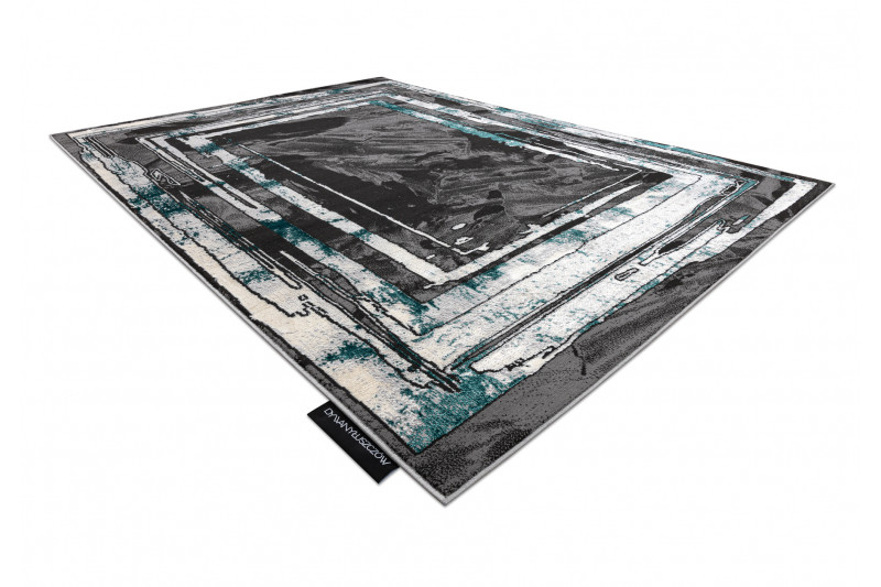 Koberec DE LUXE 619 Ramka - šedý / zelený