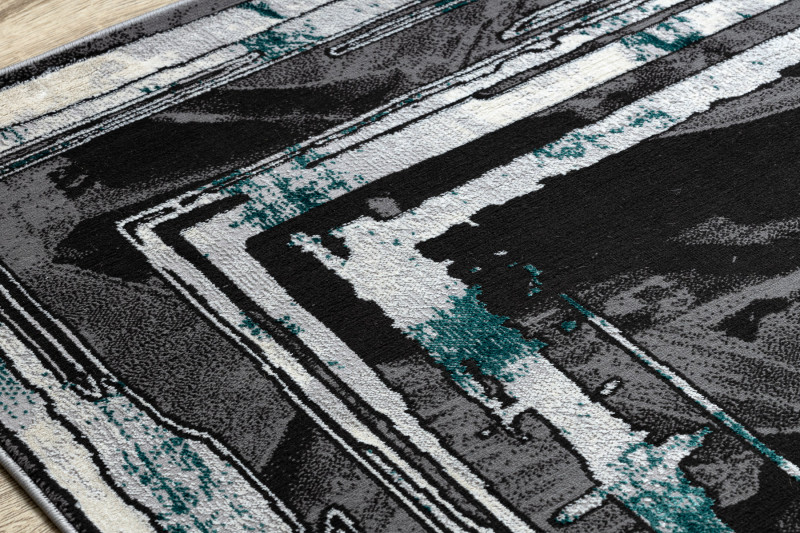 Koberec DE LUXE 619 Ramka - šedý / zelený