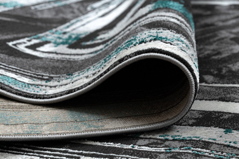 Koberec DE LUXE 619 Ramka - šedý / zelený