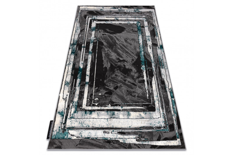 Koberec DE LUXE 619 Ramka - šedý / zelený