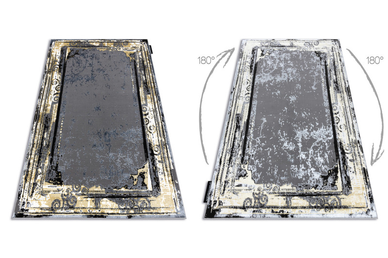 Koberec DE LUXE 628 Ornament vintage - šedý / zlatý