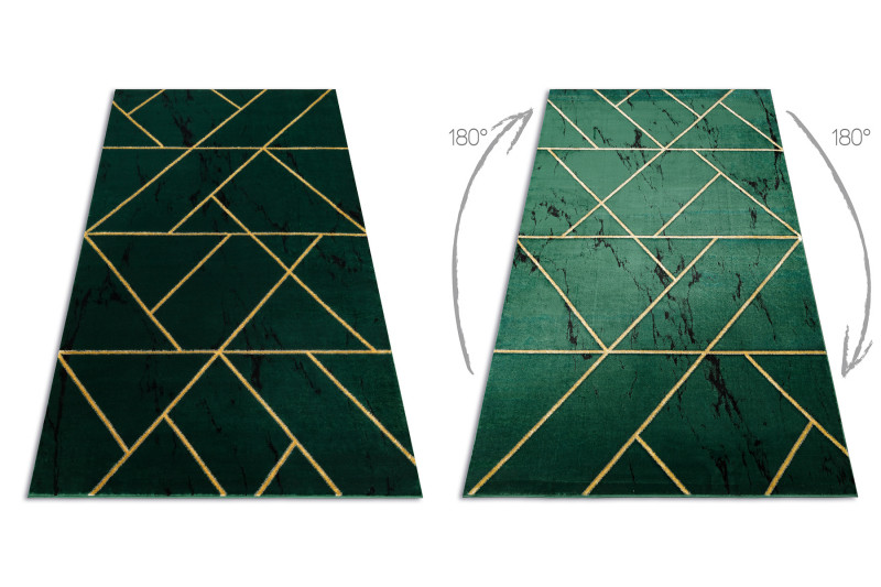 Koberec EMERALD exkluzivní 1012 glamour, styl geometrický, marmur lahvově zelený/zlatý