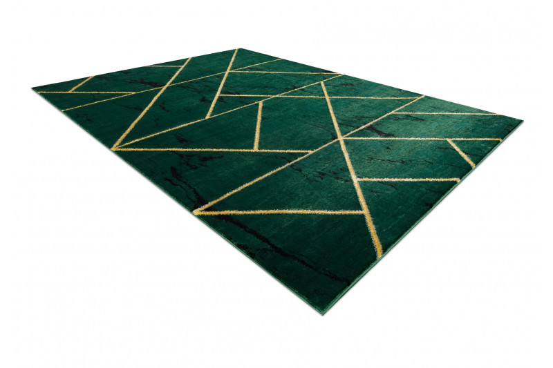Koberec EMERALD exkluzivní 1012 glamour, styl geometrický, marmur lahvově zelený/zlatý