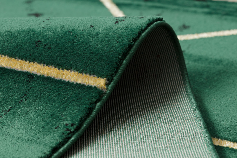 Koberec EMERALD exkluzivní 1012 glamour, styl geometrický, marmur lahvově zelený/zlatý