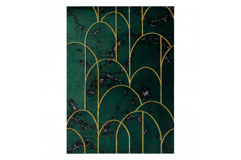 Koberec EMERALD exkluzivní 1016 glamour, styl art deco, marmur lahvově zelený / zlatý
