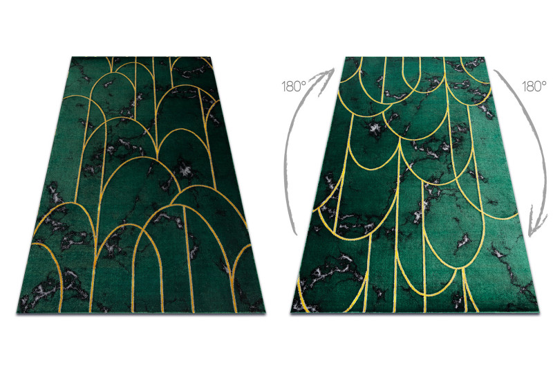 Koberec EMERALD exkluzivní 1016 glamour, styl art deco, marmur lahvově zelený / zlatý
