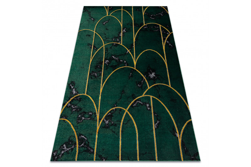Koberec EMERALD exkluzivní 1016 glamour, styl art deco, marmur lahvově zelený / zlatý