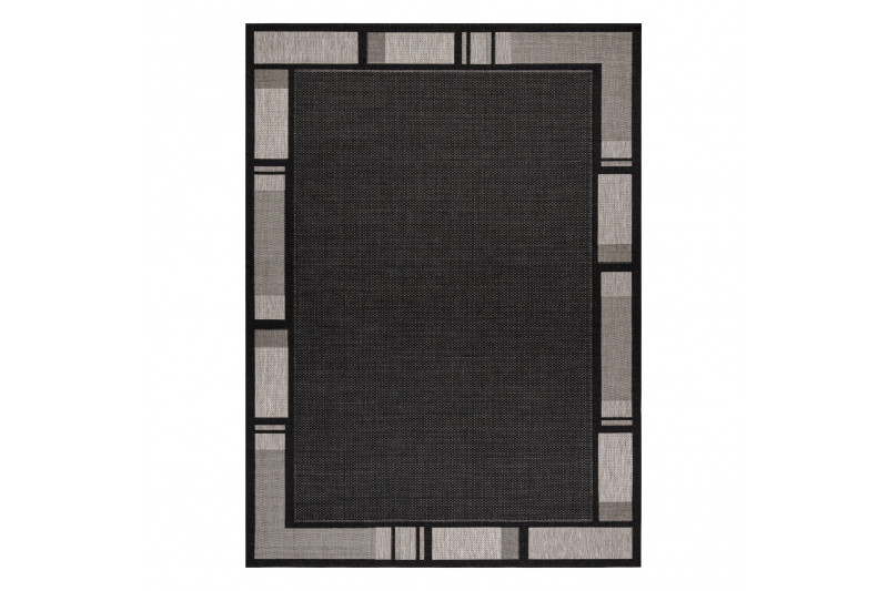 Koberec Floorlux sizal 20195 Černo/Stříbrný