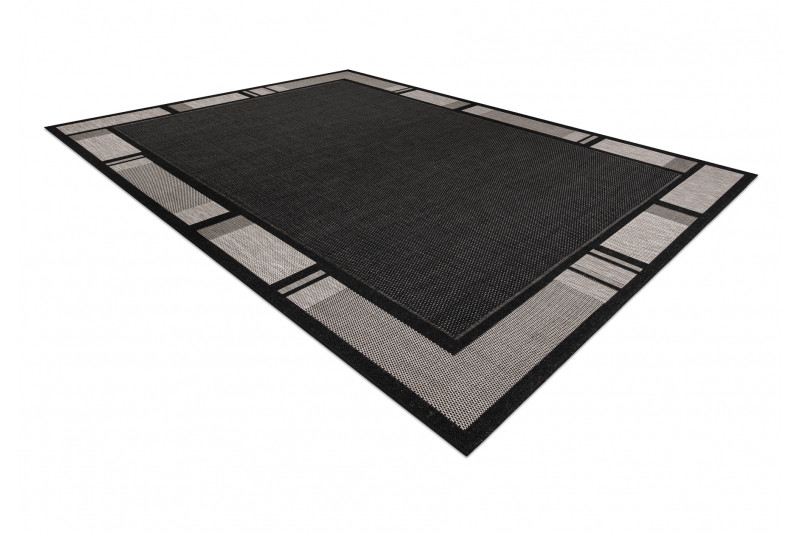 Koberec Floorlux sizal 20195 Černo/Stříbrný
