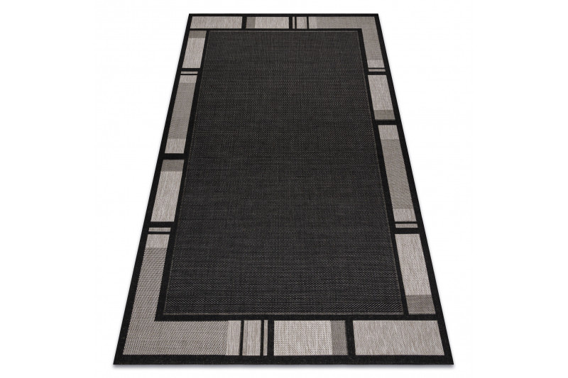 Koberec Floorlux sizal 20195 Černo/Stříbrný