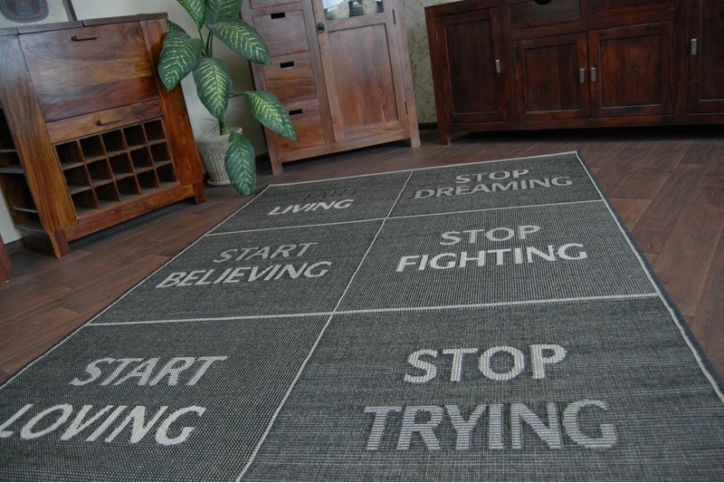 Koberec Floorlux sizal 20275 YOLO Černo/stříbrný