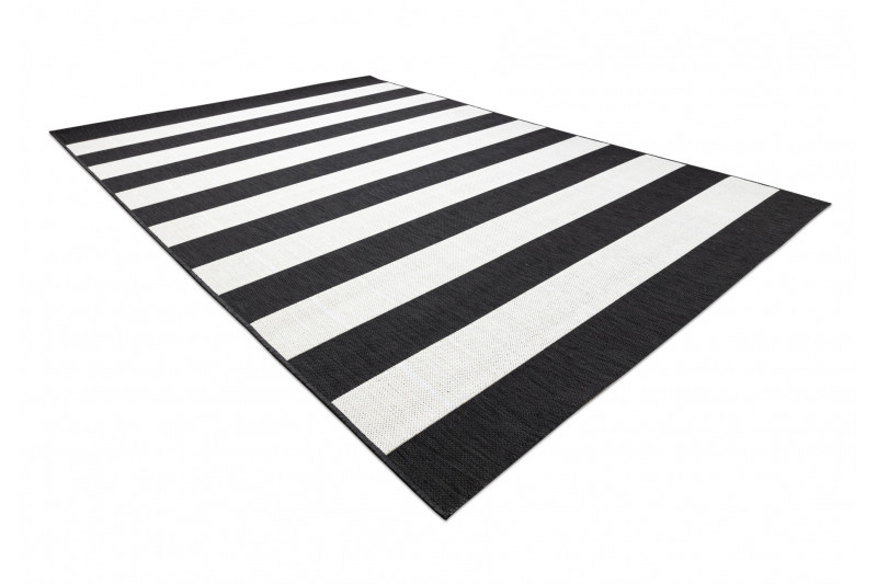Koberec Floorlux sizal flat 48644/690 - Pásy černo bílý