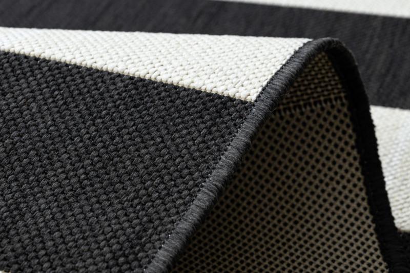 Koberec Floorlux sizal flat 48644/690 - Pásy černo bílý