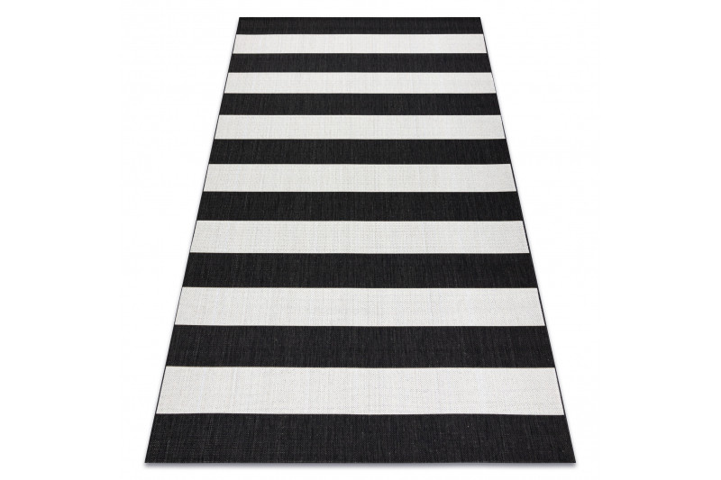 Koberec Floorlux sizal flat 48644/690 - Pásy černo bílý