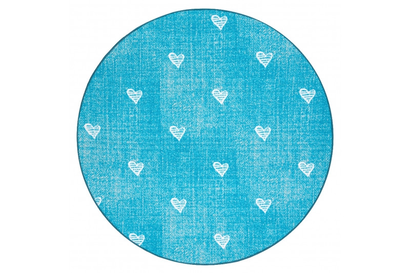 Koberec HEARTS kruh Jeans - tyrkys