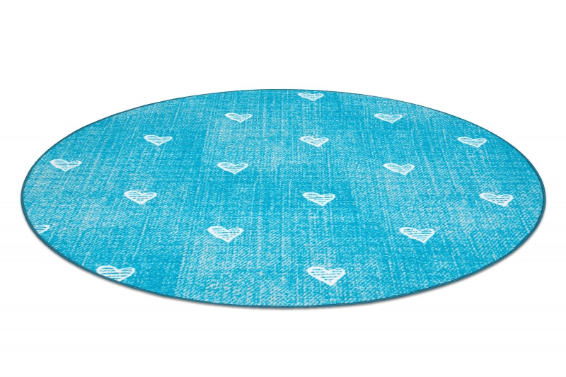 Koberec HEARTS kruh Jeans - tyrkys