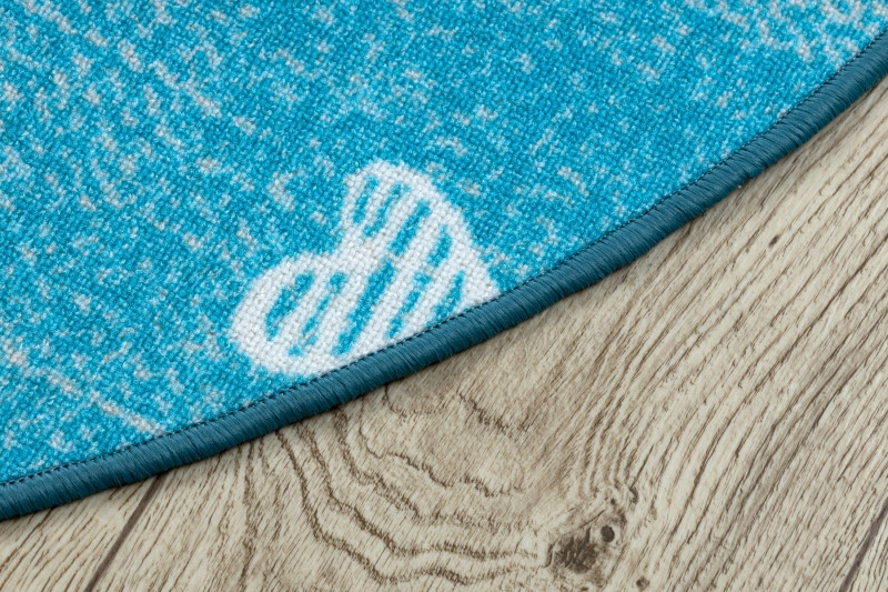 Koberec HEARTS kruh Jeans - tyrkys