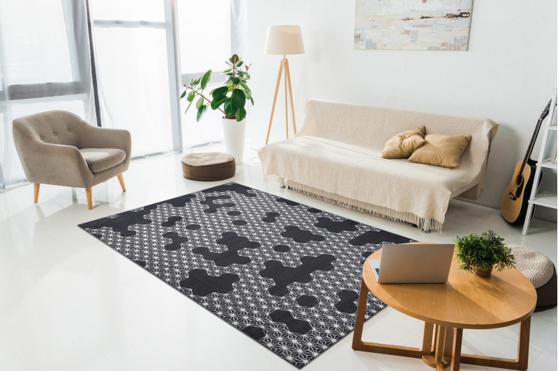 Koberec HEOS 78547 HEKSAGON PUZZLE antracyt / krém