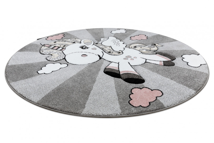 Koberec KRUH PETIT UNICORN JEDNOROŽEC šedý