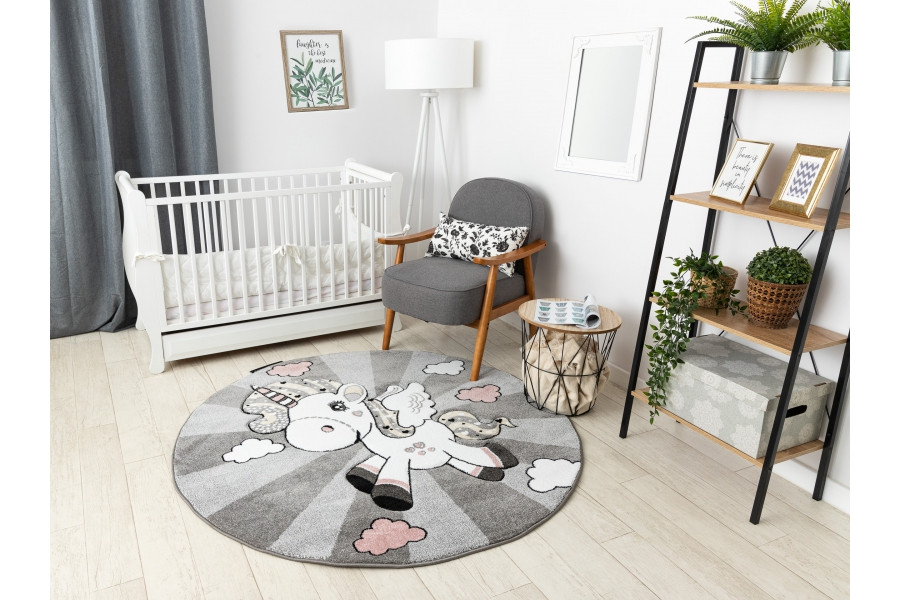 Koberec KRUH PETIT UNICORN JEDNOROŽEC šedý