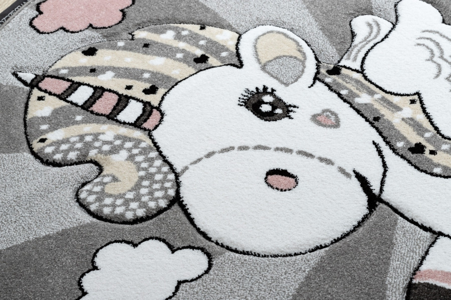 Koberec KRUH PETIT UNICORN JEDNOROŽEC šedý