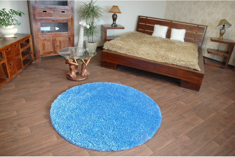 Koberec kruh SHAGGY modrý