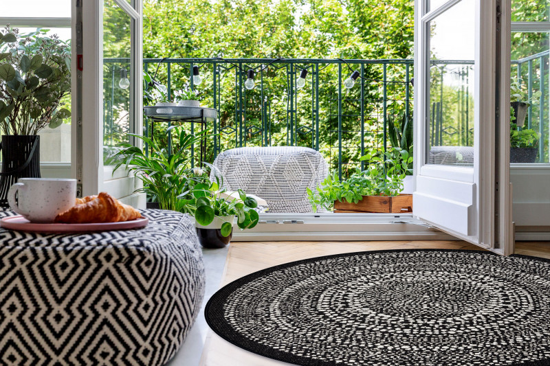 Koberec kruh SIZAL FLAT 48834690 černý