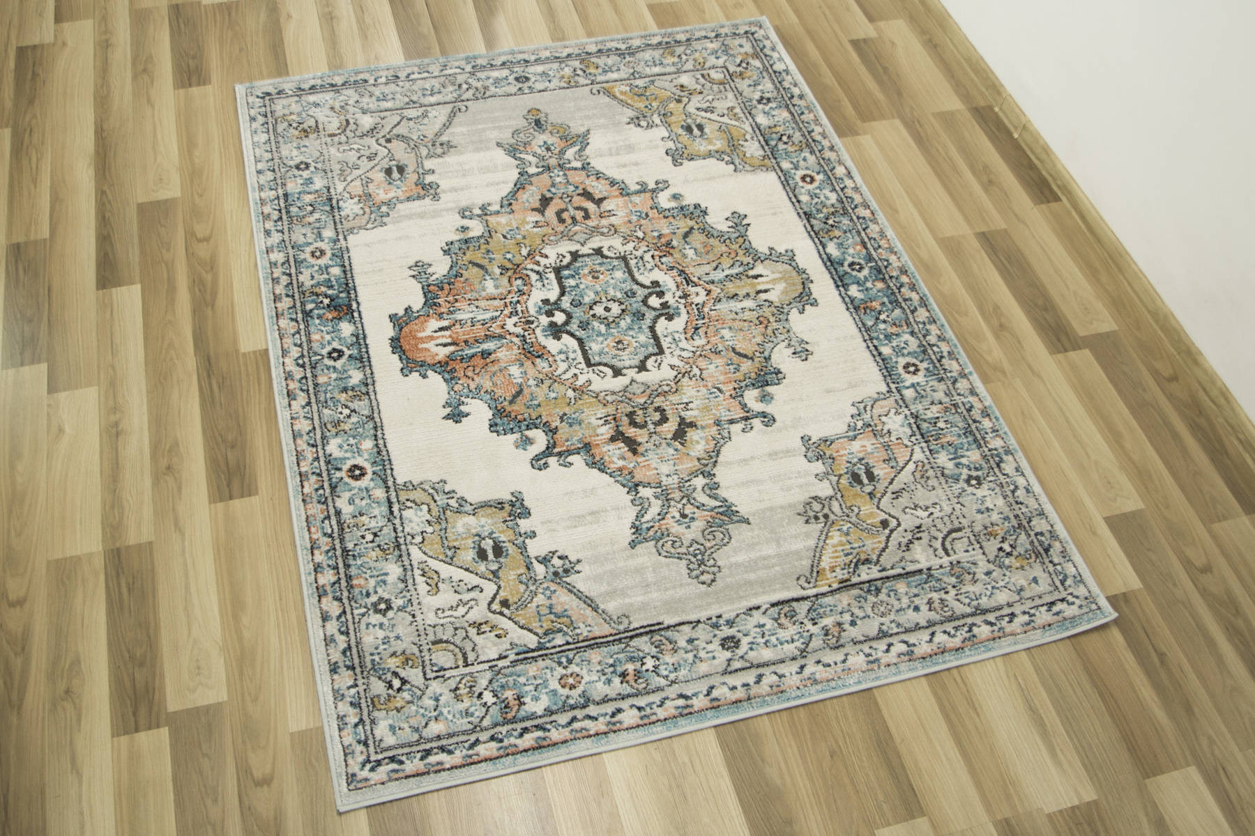 Koberec Lucca 8604B krémový / tyrkysový / lososový