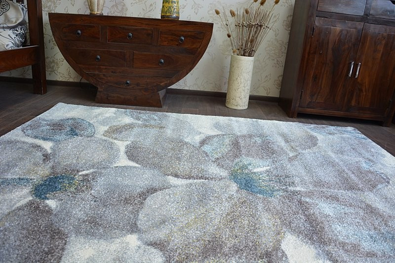 Koberec NORDIC květiny šedý/braz FD291