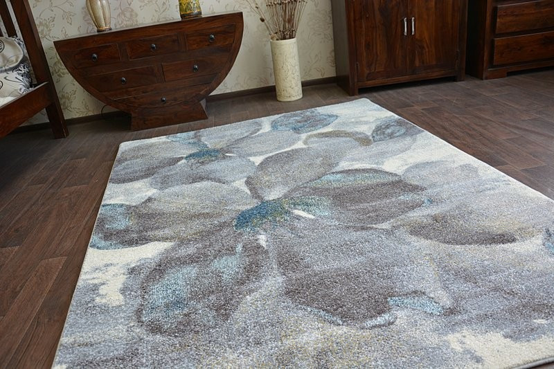 Koberec NORDIC květiny šedý/braz FD291