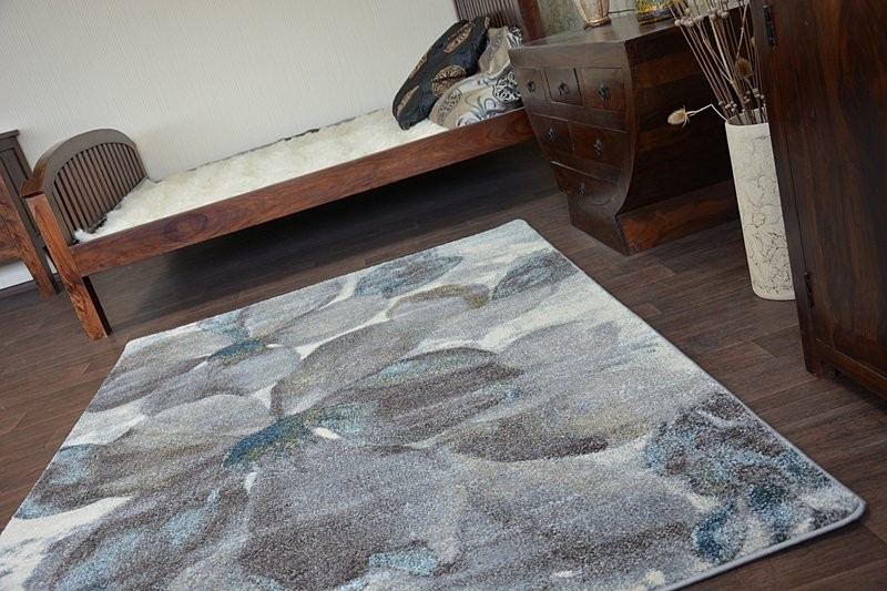 Koberec NORDIC květiny šedý/braz FD291