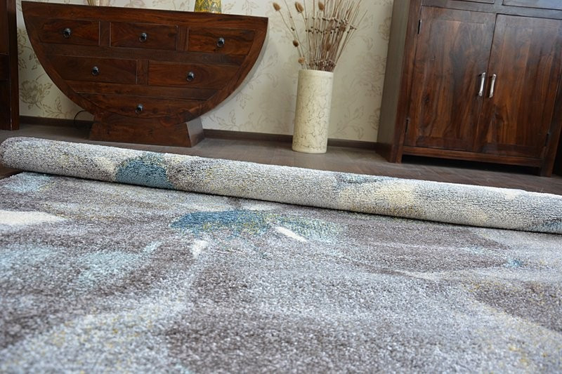 Koberec NORDIC květiny šedý/braz FD291