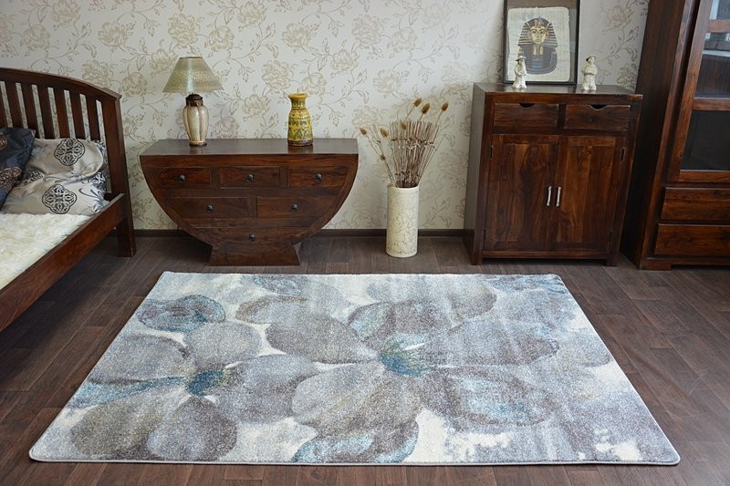 Koberec NORDIC květiny šedý/braz FD291