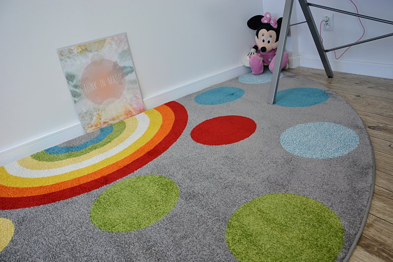 Koberec PAINT půlkruh G4779 - Tečky šedý / krém