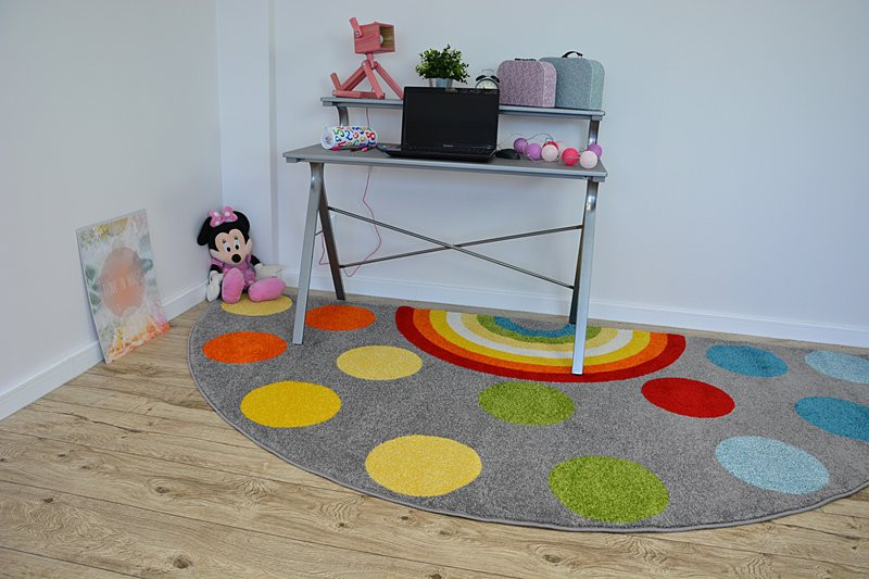 Koberec PAINT půlkruh G4779 - Tečky šedý / krém