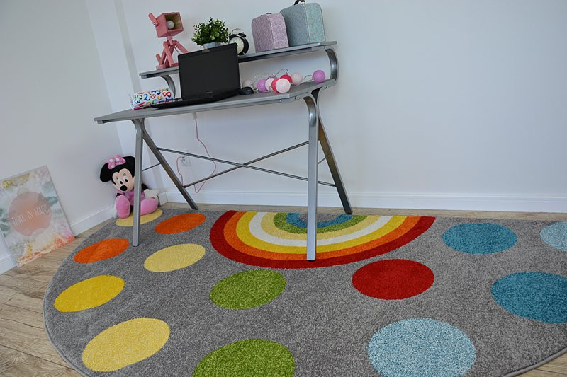 Koberec PAINT půlkruh G4779 - Tečky šedý / krém