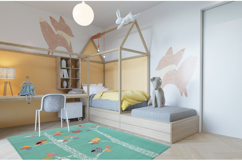 Koberec PASTEL 18405/043 - Ptáčci zelený